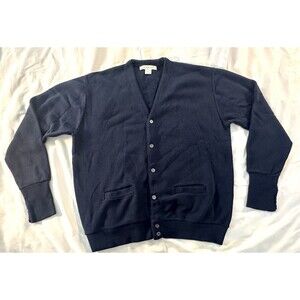 Vintage Geoffrey Beene Long Sleeve navy blue Button Up Cardigan Sweater Size XL